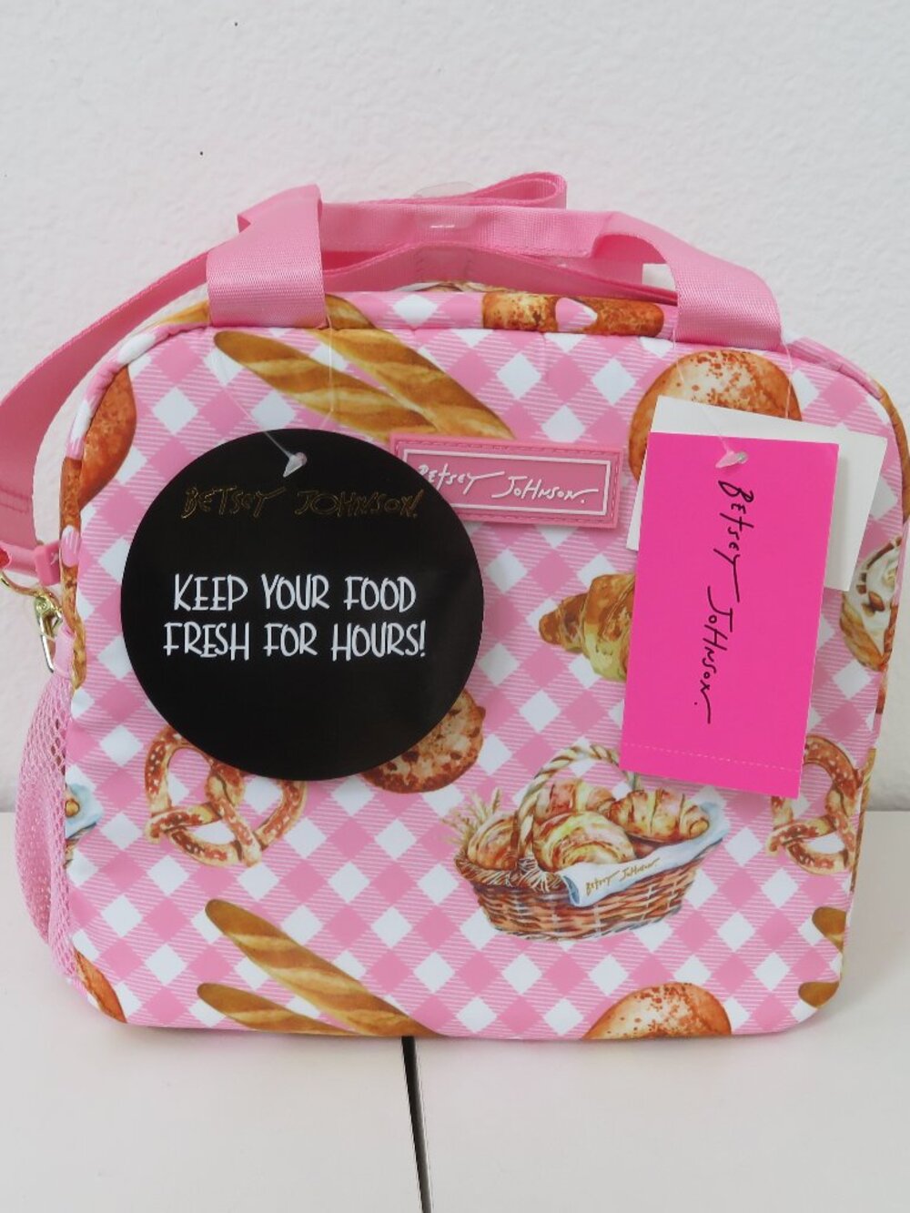 Betsey Johnson Pink Bakery Print Insulated Lunch Tote Bag